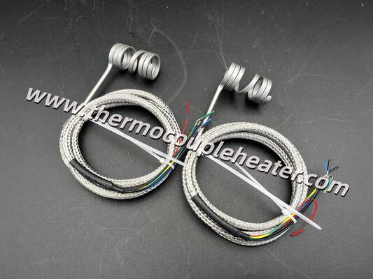 Silver Sandblasted Coil Heating Element 4.2 X 2.2 Mm Cross-Section With J-Type Thermocouple
